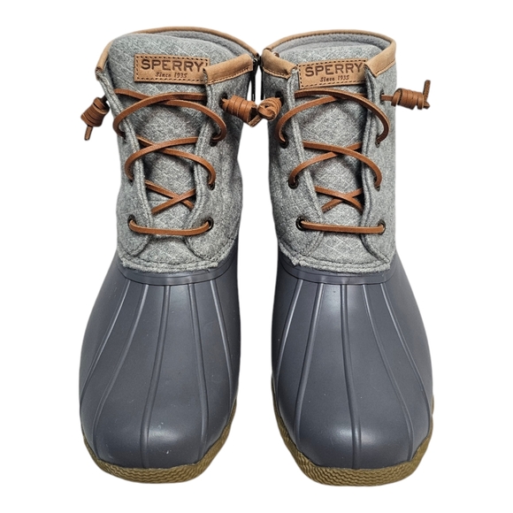 Women's Sperry Saltwater Emboss Wool Duck Boots Dark Grey Size 9 - Picture 2 of 12